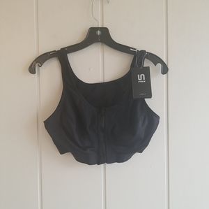 SYROKAN Front Zip High Impact Sports Bras for Women Wireless Black NWT 4…